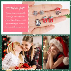 Long tiantian 15 Pairs Christmas Stud Earrings Christmas Earrings for Women Christmas Candy Tree Bow Santa Claus Stud Earrings Xams Earrings Christmas Jewelry Gift