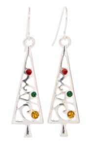 artisan owl - christmas tree dangle earrings