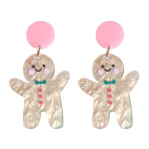 coadipress christmas earrings funny christmas dangle earrings for women holiday earrings acrylic gingerbread snowflake gloves wine glass reindeer xmas earrings christmas jewelry (gingerbread)