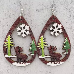 Zian Hollow Out Christmas Earrings Christmas Earrings Santa Elk Earrings Christmas Tree Earrings Christmas Jewelry Winter Earrings