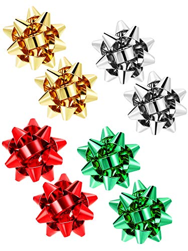 Christmas Bow Earrings Xmas Present Bow Earrings Christmas Stud Earrings for Women Favors (8 Pairs)