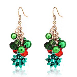 XOCARTIGE Christmas Earring Set Jingle Bell Drop Dangle Earrings Holiday Party Gift for Women (F 1 Pair Bow)