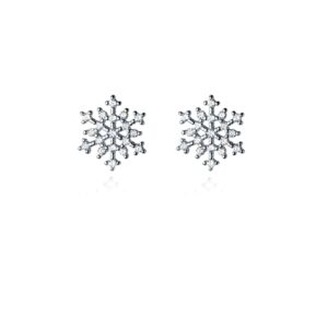 Reffeer Solid 925 Sterling Silver Snowflake Earrings Studs for Women Teens Winter Snow Stud Earrings Christmas (A-Silver)