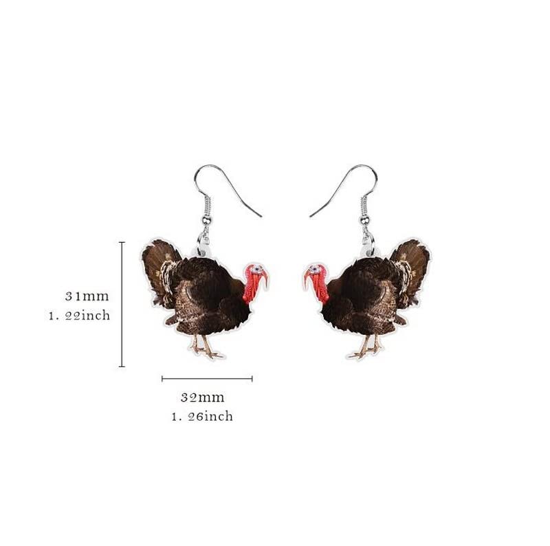 RofYof Acrylic Animal Earring Funny Cartoon Animal Farm Pet Earrings Cute Pig Rabbit Squirrel Dogs Elephant Cats Rooster hedgehog Dangle Drop Earring for Women Creative Jewelry Gifts (turkey)