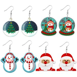 haolry 2023 Christmas Earrings for Women Girls Santa Claus Snowman Christmas Tree Snowflake Dangle Earrings Wooden Funny Xmas Earrings Jewelry Accessories Gifts-Christmas Tree