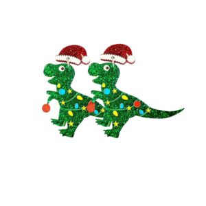 Christmas Earrings for Women Gingerbread Dinosaur Rainbow Earrings Holiday Acrylic Earrings Christmas Jewelry Gift (Dinosaur)