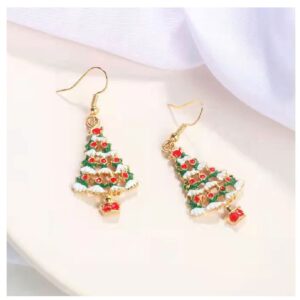 Christmas Tree Earrings Christmas Earrings Dangle for Women Zircon Christmas Tree Earrings Xmas Earrings Gift for women (Christmas Tree Earrings 2pcs)