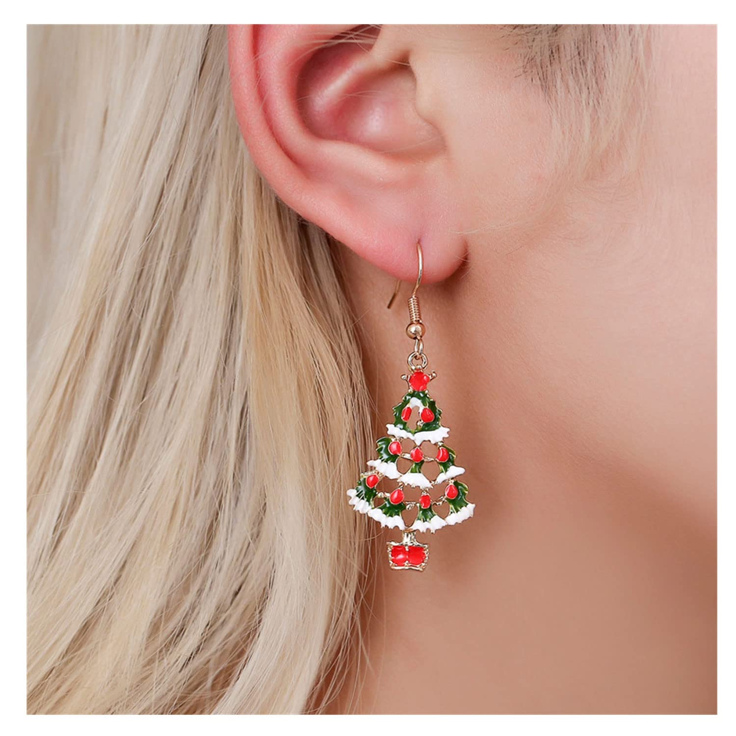 Christmas Tree Earrings Christmas Earrings Dangle for Women Zircon Christmas Tree Earrings Xmas Earrings Gift for women (Christmas Tree Earrings 2pcs)