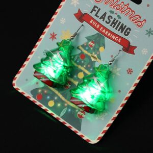 Cute Christmas LED Lights Dangling Hook Earrings for Women Teen Girls Santa Claus Christmas Tree Snowflake Snowman Light Up Dangle Charm Drop Glowing in The Dark Huggie Hook Hoop Earring Stud Fashion Xmas Jewelry Gifts Hypoallergenic (Christmas Tree)