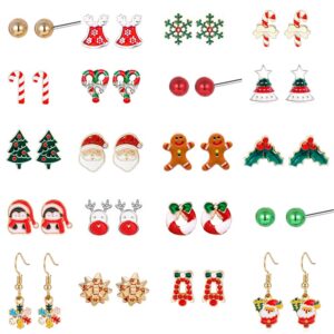 yoshow 20 pairs hypoallergenic christmas earrings for girls cute stud earrings sets christmas earrings for women teen girls christmas earrings bulk holiday jewelry winter earrings