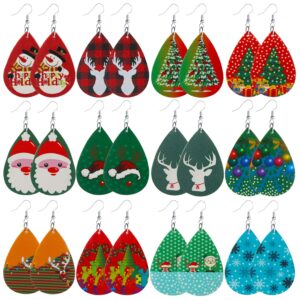 christmas earrings for women christmas leather earrings for women christmas tree earrings for women snowman elk santa earrings for women