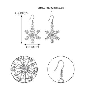 EVER FAITH Silver-Tone Austrian Crystal Winter Party Snowflake Pierced Hook Dangle Earrings Clear