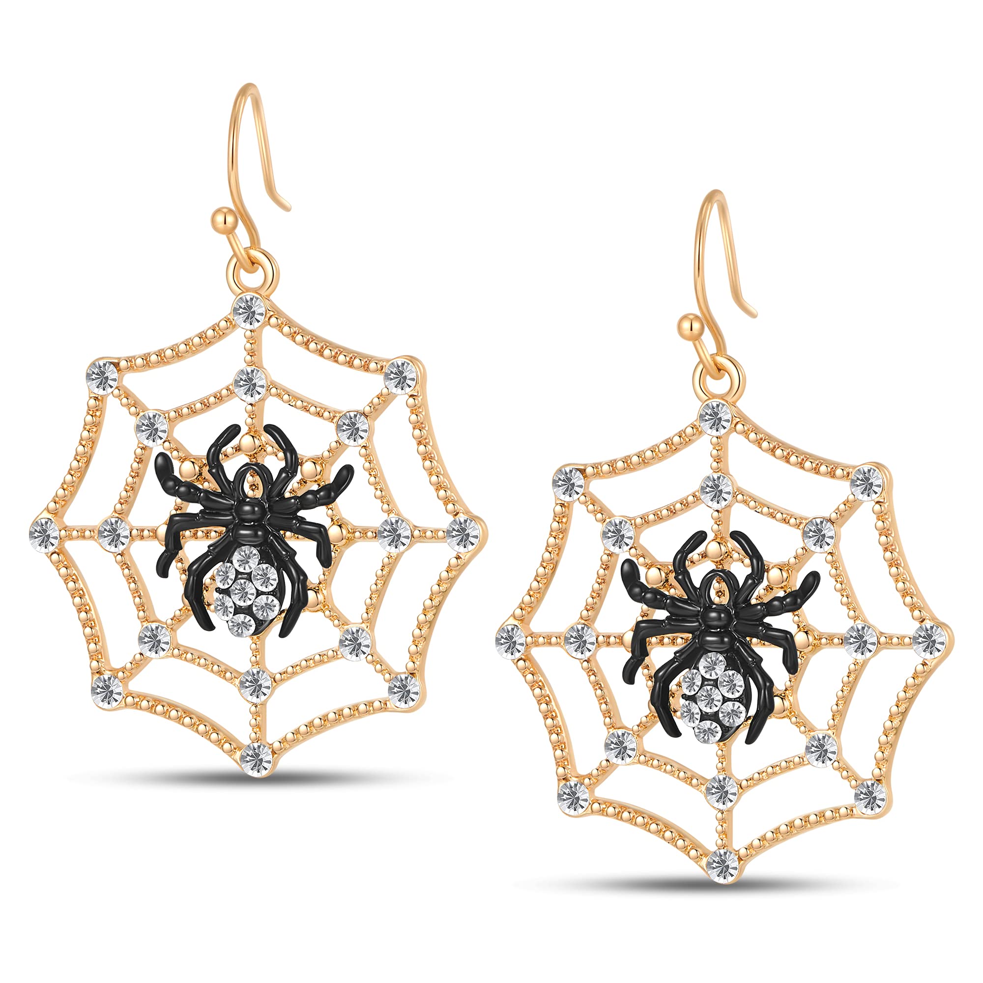 Halloween Spider Web Earrings for Women Black Widow Spider Drop Dangle Earrings Funny Horror Earrings, Halloween Party Jewelry Gothic