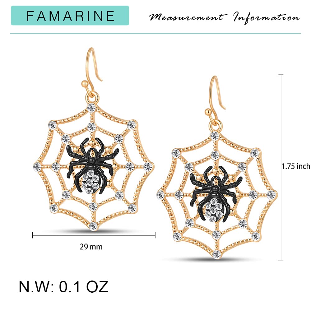 Halloween Spider Web Earrings for Women Black Widow Spider Drop Dangle Earrings Funny Horror Earrings, Halloween Party Jewelry Gothic