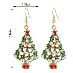 QUPENGXU Sparkling Christmas Tree Earrings Distinctive Screw Christmas Tree Potted Drop Dangle Earrings For Women (Flowerpot)