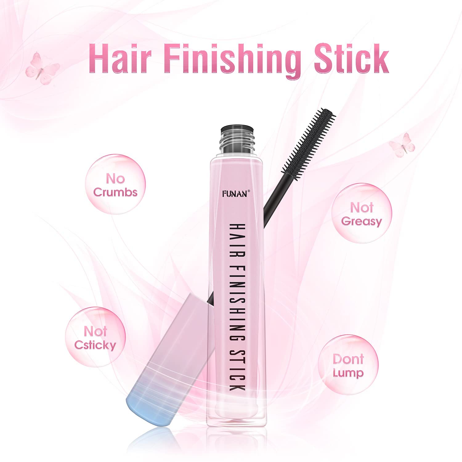 FUNAN Hair Finishing Stick 2 Pack for Small Broken Hair Cream/Gel for Women Naturally Refreshing, Non-Greasy and Non-Sticky