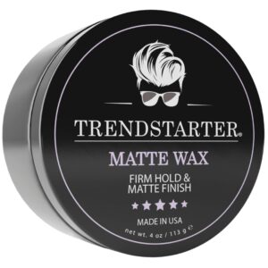 trendstarter - matte wax (4oz) - firm hold - matte finish - premium water based all-day hold hair styling pomade – flake-free styling wax for all hair types