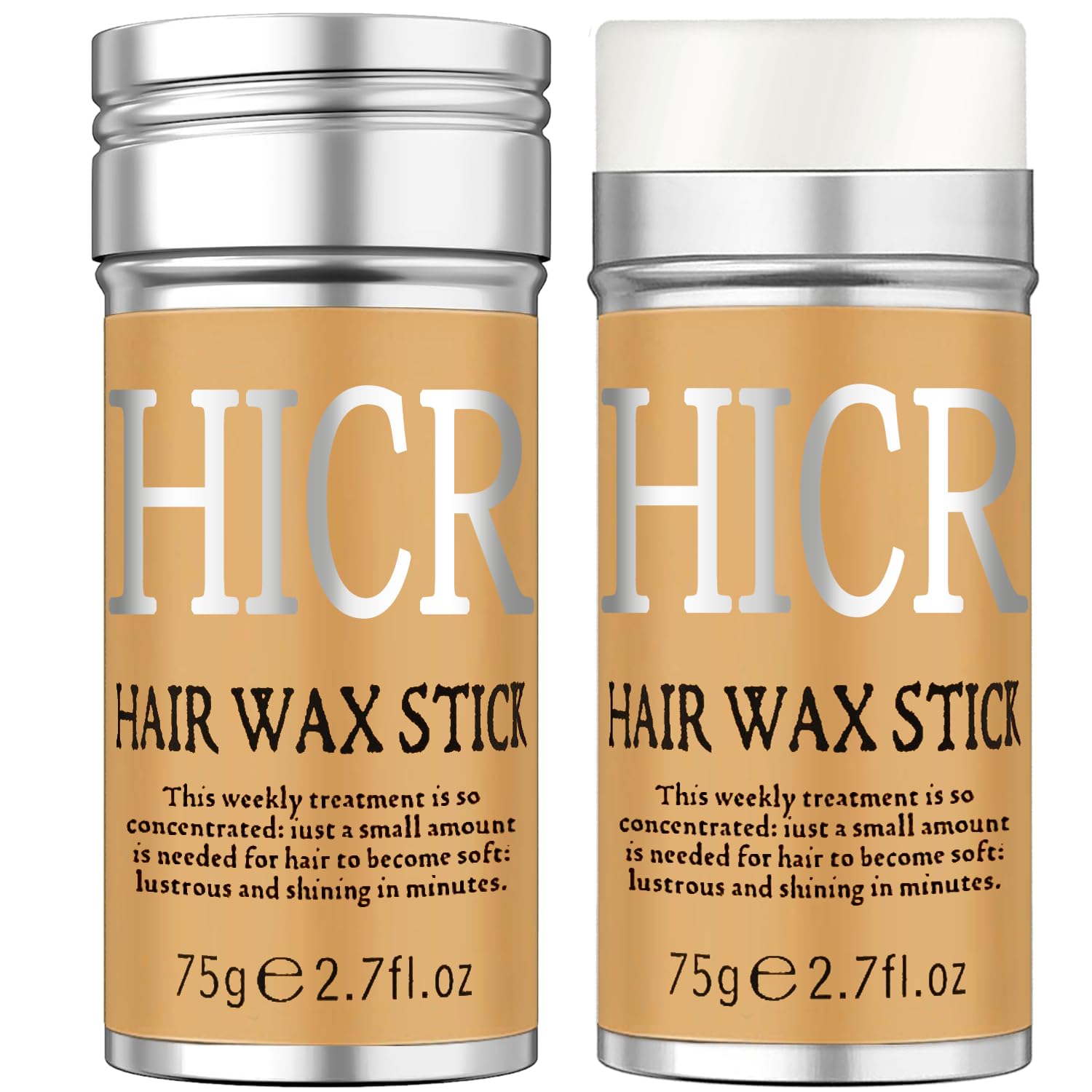 Hicream Hair Wax Stick, 2PCS x 2.7 Oz Wax Stick for Hair Wigs Fly away Hair Tamer Stick for Smoothing Flyaways & Taming Frizz, Flyaways Hair Stick Hair Wax