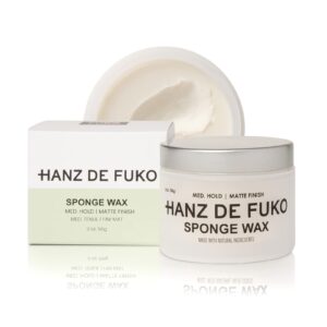 hanz de fuko sponge-wax – premium men’s hair styling wax with medium hold & semi-matte finish – 2oz