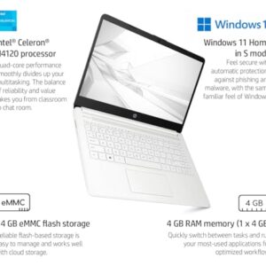 HP Newest 14" Ultral Light Laptop for Business. Intel Quad-Core N4120(> N4020), 8GB RAM, 192GB Storage, 1 Year Office 365, (64GB eMMC+128GBSD Card) Webcam, HDMI, WiFi, USB-A&C, Win 11 S/OLY