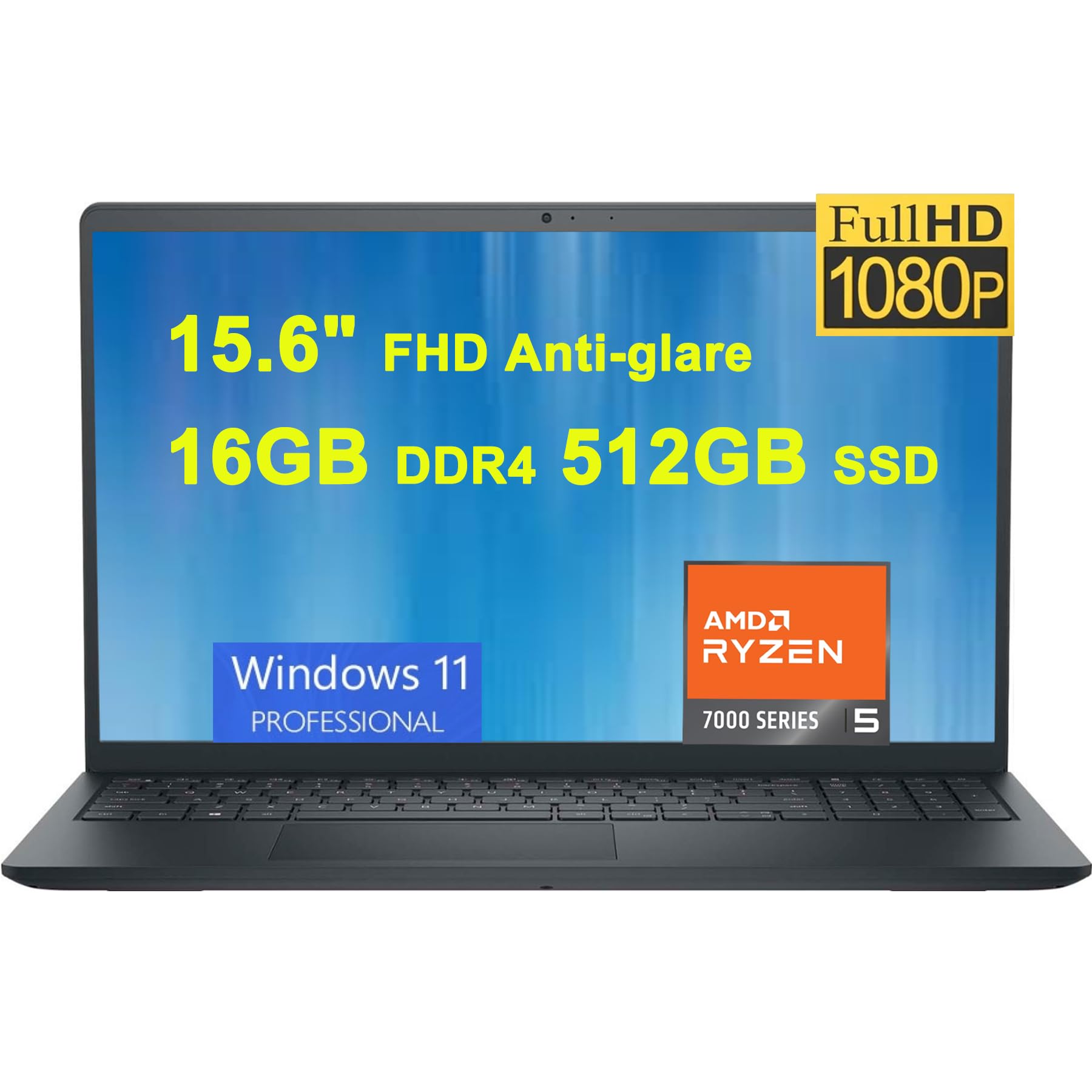 Dell Inspiron 15 3535 Business Laptop | 15.6" FHD Anti-glare | AMD 6-Core Ryzen 5 7530U Processor (>i7-1255u) | 16GB DDR4 512GB SSD | USB-C HDMI ExpressCharge Win11Prpo Black