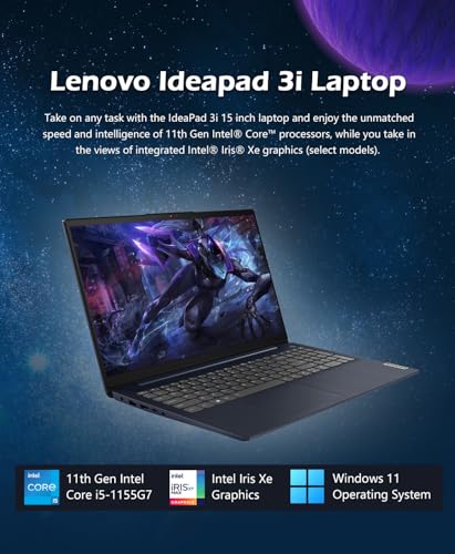 Lenovo Ideapad 3i 15.6" FHD Touch Laptop for Business, Student, Intel 11th Generation Core i5, 12GB DDR4 Memory, 512GB SSD, Intel Iris X Graphics, HDMI, Windows 11,Abyss Blue, W/GaLiMu