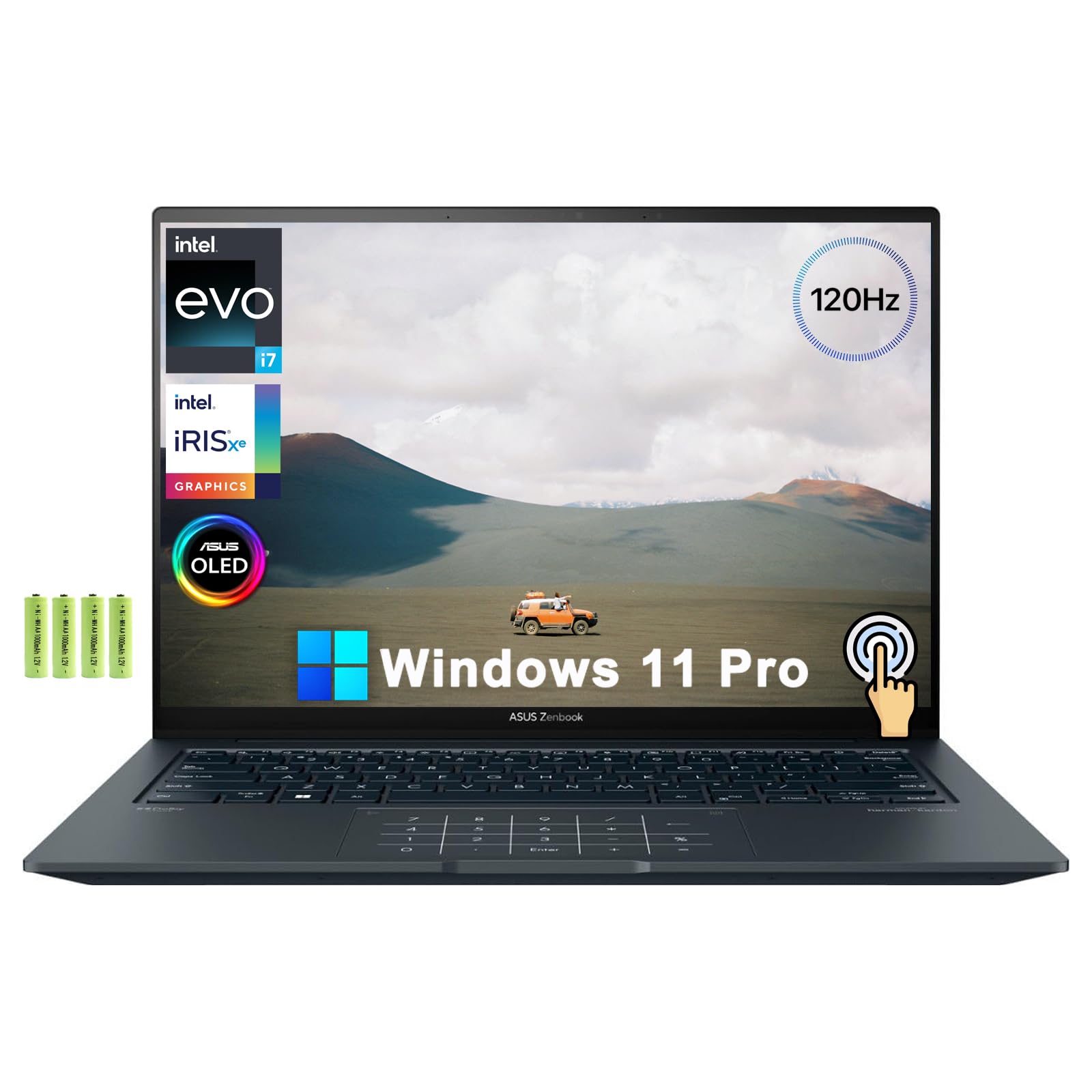 Asus Zenbook 14X OLED Business Laptop[Windows 11 Pro], 14.5" 2.8K(2880x1800) 120Hz Touchscreen, 13th Gen Intel 14-Core i7-13700H, 16GB LPDDR5 RAM, 2TB SSD, Backlit KB, WiFi, Thunderbolt 4, w/Battery