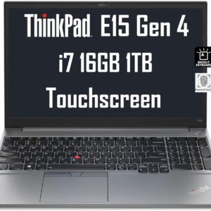 Lenovo ThinkPad E15 Gen 4 Business Laptop (15.6" FHD Touchscreen IPS, Intel 12th Gen i7-1255U, 16GB RAM, 1TB PCIe SSD), Backlit Keyboard, Fingerprint, Wi-Fi 6E, 1080P Webcam, Win 11 Pro, Gray