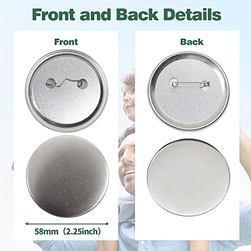 Mostme 200 Sets 2.25 inch Button Maker Supplies, 58mm Button Supplies Button Parts Button Badge Part, Button Making Supplies, Includes Metal Button Pin Back Cover, Metal Shells, Blank Paper&Clear Film