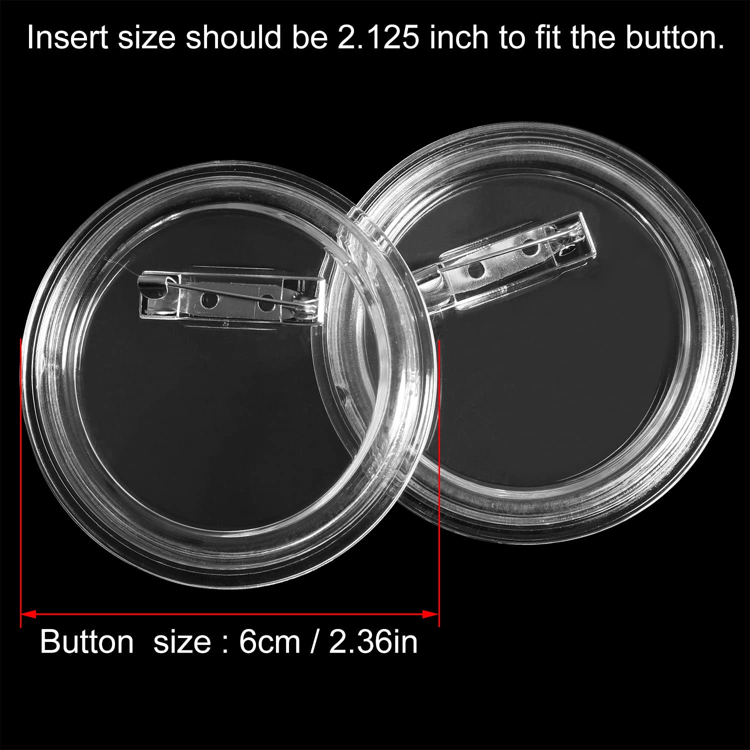 Acrylic Button Pin Badge LUORNG 8 Sets 58mm / 2.28 inch Clear Round Pin Blank Buttons Badges Kit for DIY Crafts and Craft Activities, Acrylic Button Badges