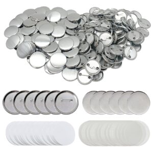 VCEPJH 200 Sets 58mm Button Maker Supplies 2.25 Inch DIY Blank Button Badge Parts Round Button Making Kit includes Metal Pin Back Cover Metal Shells Blank Paper & Clear Film