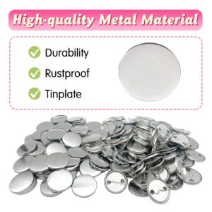 VCEPJH 200 Sets 58mm Button Maker Supplies 2.25 Inch DIY Blank Button Badge Parts Round Button Making Kit includes Metal Pin Back Cover Metal Shells Blank Paper & Clear Film