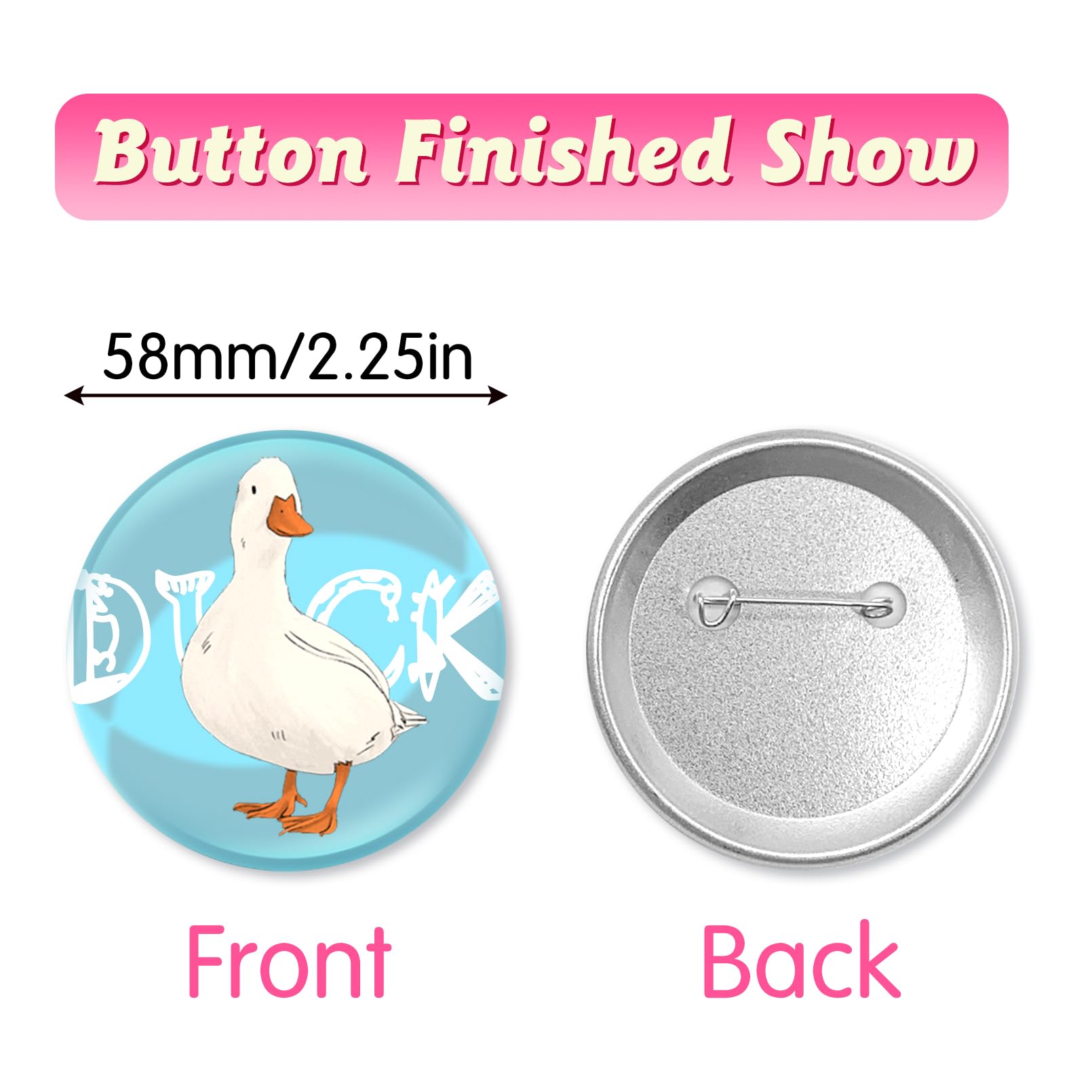 VCEPJH 200 Sets 58mm Button Maker Supplies 2.25 Inch DIY Blank Button Badge Parts Round Button Making Kit includes Metal Pin Back Cover Metal Shells Blank Paper & Clear Film