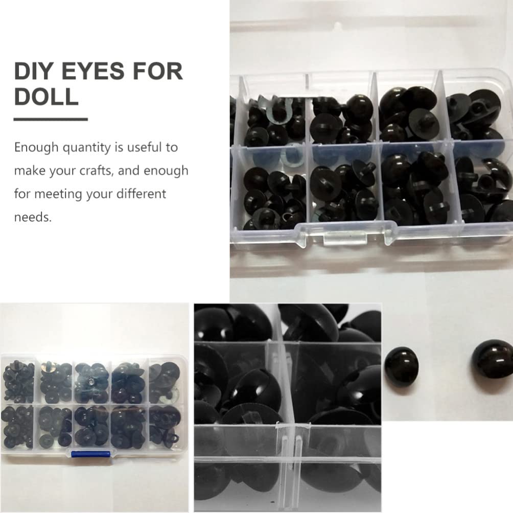 EXCEART Plastic Black Safety Eyes Half Ball Mushroom Buttons Sewing Buttons Eyes Craft 100 Pcs