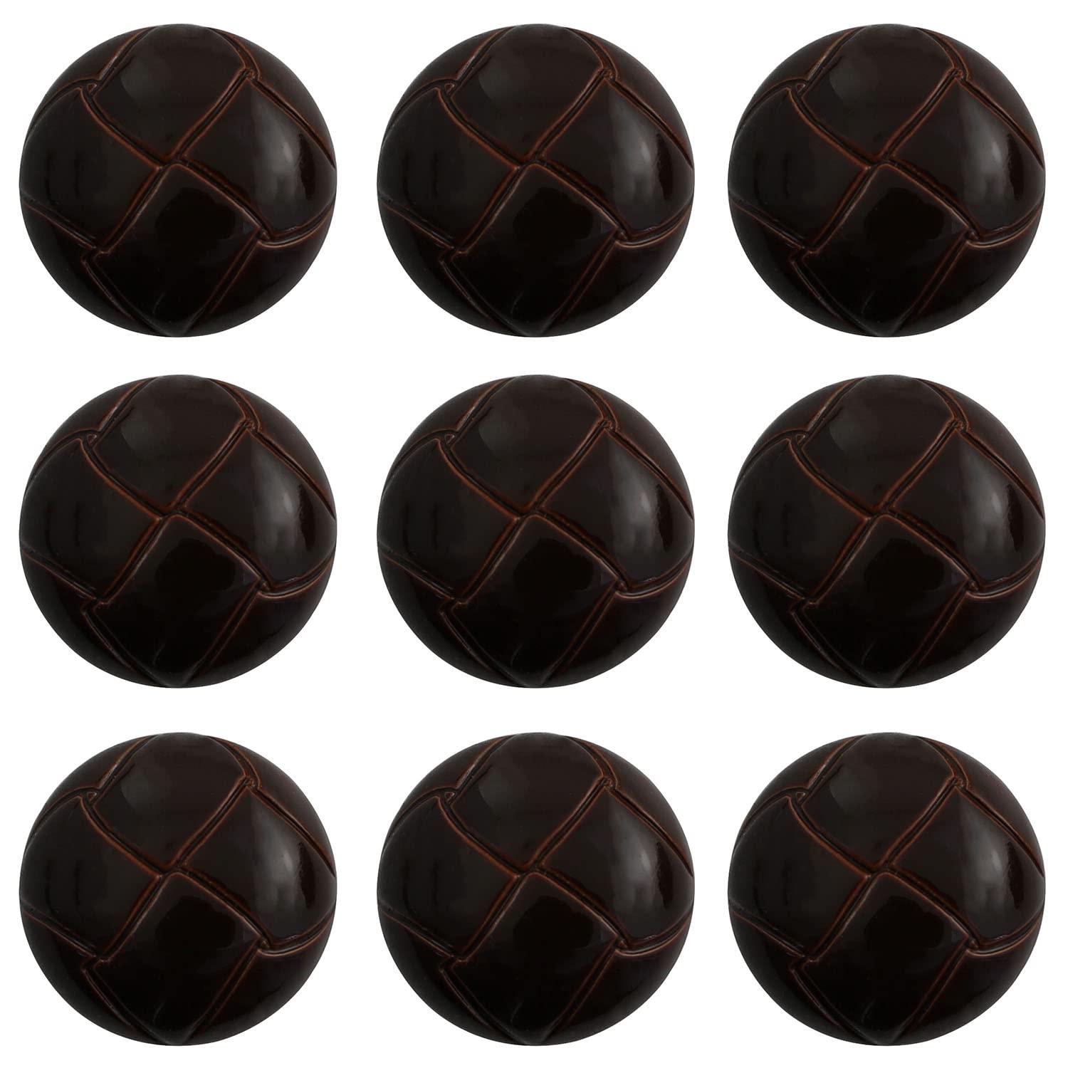 XGNG 50PCS Brown Football Pattern Imitation Leather Style Plastic Shank Buttons Craft Plastic Buttons Round Black Plastic Imitation Leather Buttons Set for DIY Sewing Embellishment Sport Coat