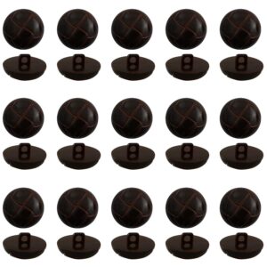 XGNG 50PCS Brown Football Pattern Imitation Leather Style Plastic Shank Buttons Craft Plastic Buttons Round Black Plastic Imitation Leather Buttons Set for DIY Sewing Embellishment Sport Coat