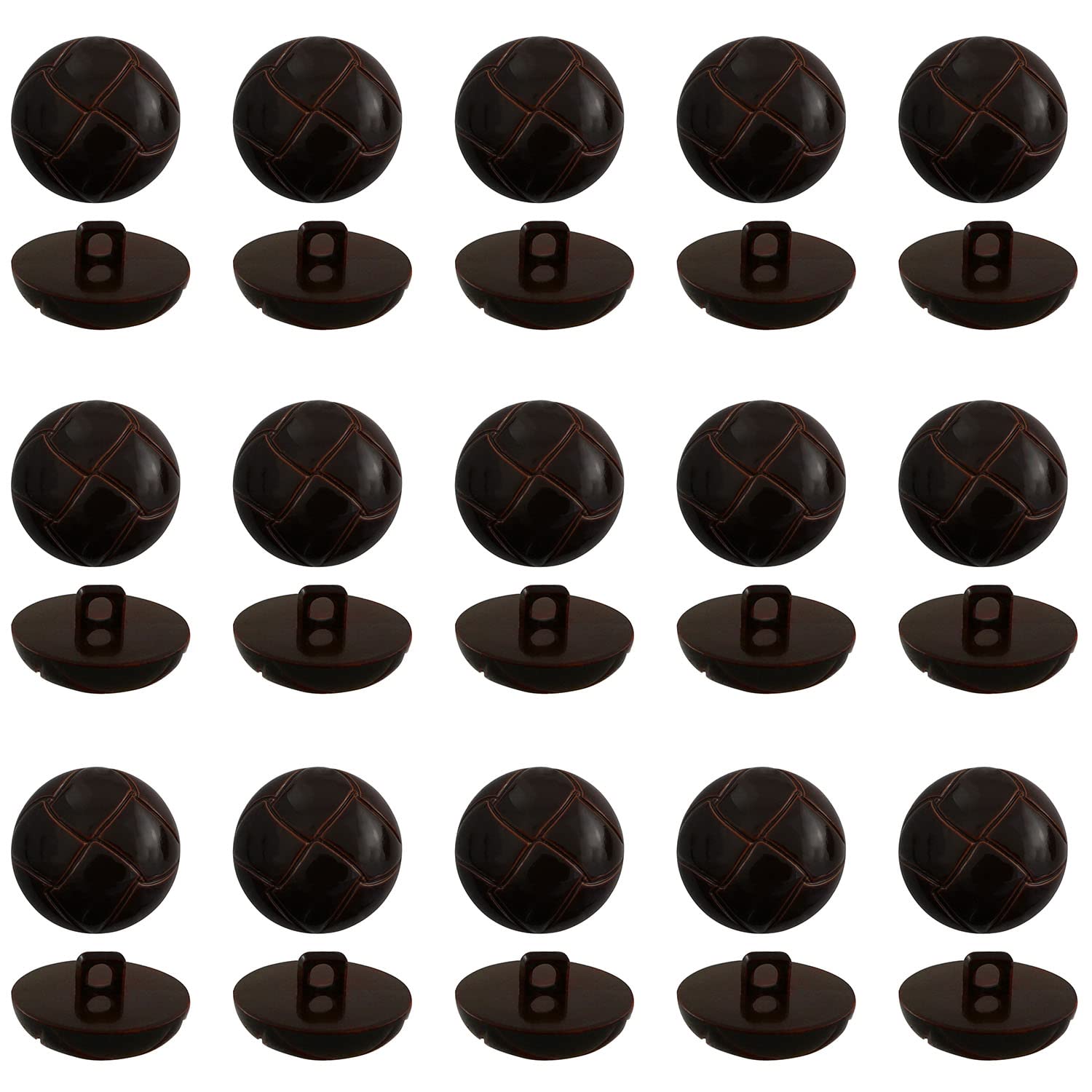 XGNG 50PCS Brown Football Pattern Imitation Leather Style Plastic Shank Buttons Craft Plastic Buttons Round Black Plastic Imitation Leather Buttons Set for DIY Sewing Embellishment Sport Coat