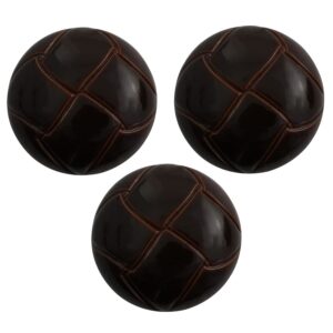 XGNG 50PCS Brown Football Pattern Imitation Leather Style Plastic Shank Buttons Craft Plastic Buttons Round Black Plastic Imitation Leather Buttons Set for DIY Sewing Embellishment Sport Coat