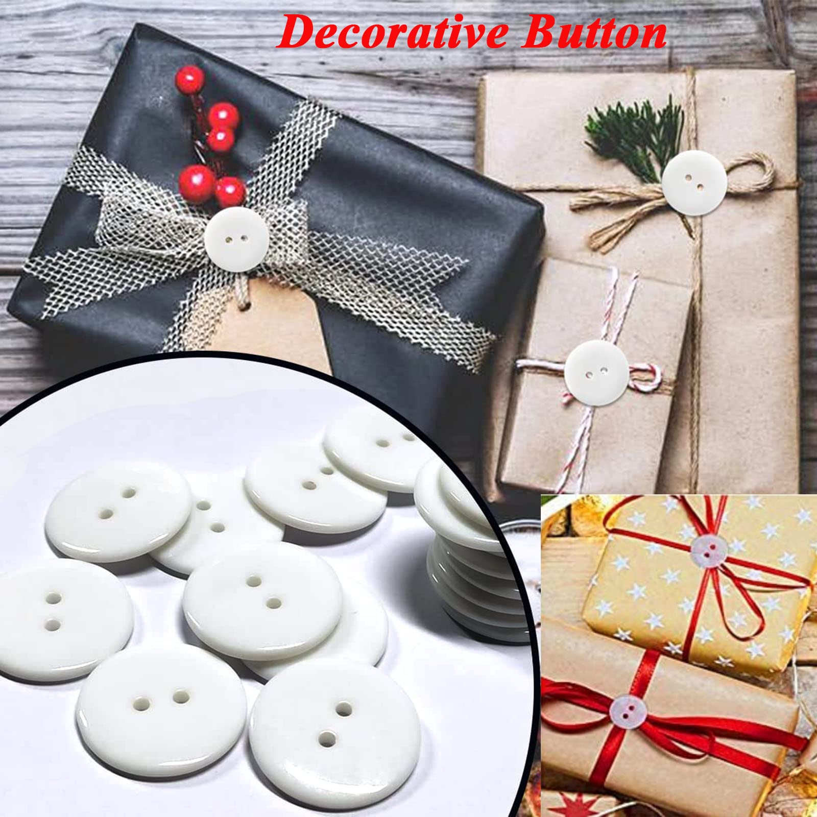 Black Button for Sewing-200 PCS Craft Assorted Shirt Jean Coat Buttons-2 Hole Large Snap Handmade Ornament Buckle with 3 Size for Clothing Pant Hat DIY Decoration-Round Resin Manual Sewing Clasp Kit