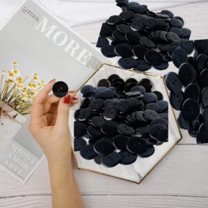 Black Button for Sewing-200 PCS Craft Assorted Shirt Jean Coat Buttons-2 Hole Large Snap Handmade Ornament Buckle with 3 Size for Clothing Pant Hat DIY Decoration-Round Resin Manual Sewing Clasp Kit