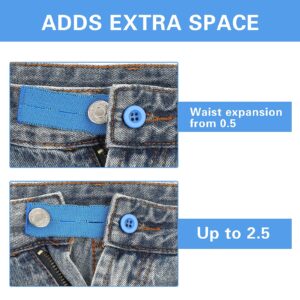 Prasacco 12 Pieces Waist Extenders for Women Men, Elastic Waistband Expanders for Pants Adjustable Button Extenders for Jeans Pants Button Extender for Women and Men Jeans Dress (6 Colors)