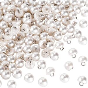 OIIKI 150PCS Half Pearl Buttons, 10mm Faux Half Pearl with Loop, Plastic Half Pearl Buttons, Decorative Sewing Buttons for DIY Sewing, Wedding Dress, Headband, Clothing, Bags