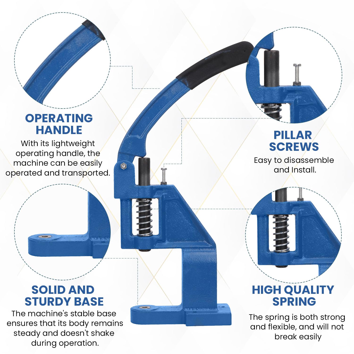 Trimming Shop Blue Hand Press Machine for Making Fabric-Covered Buttons, Handmade Fabric Covered Button and Badge Maker Press Punch Machine, Personalized Decorative Button Making DIY Tool