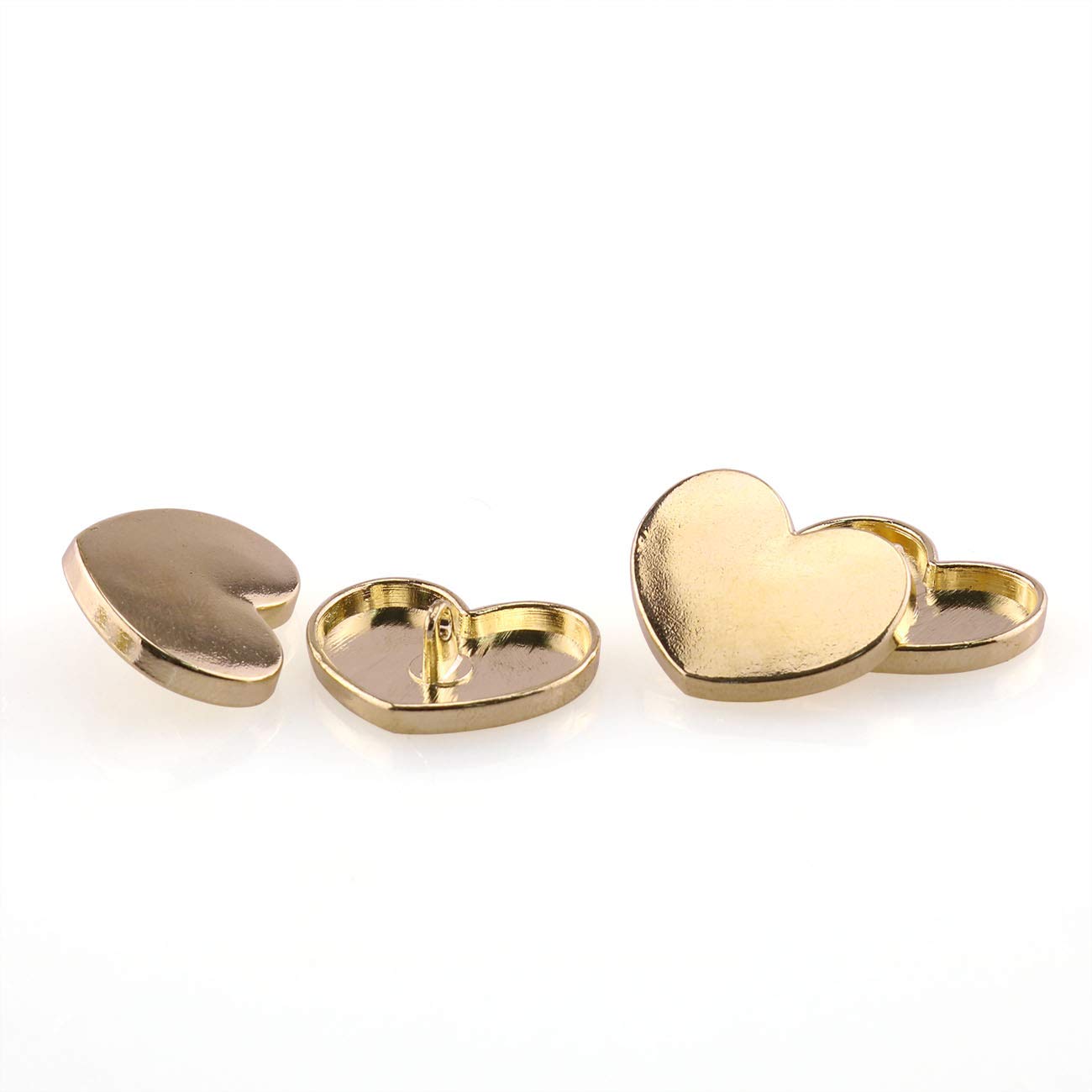 PZRT 12pcs 15mm Metal Heart-Shaped Buttons Fashion Women's Sewing Garment Supplies Accessory