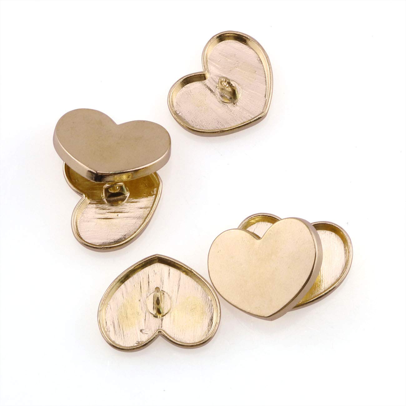 PZRT 12pcs 15mm Metal Heart-Shaped Buttons Fashion Women's Sewing Garment Supplies Accessory