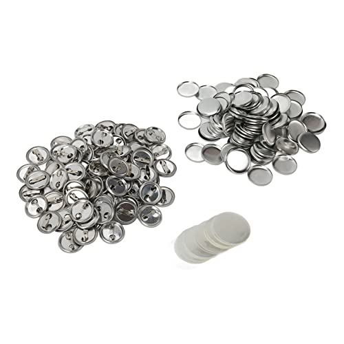 100 Sets Blank Button Badge, Round Shape Metal Button Pin Badge Kit for Button Making Machine (25MM)