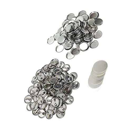 100 Sets Blank Button Badge, Round Shape Metal Button Pin Badge Kit for Button Making Machine (25MM)