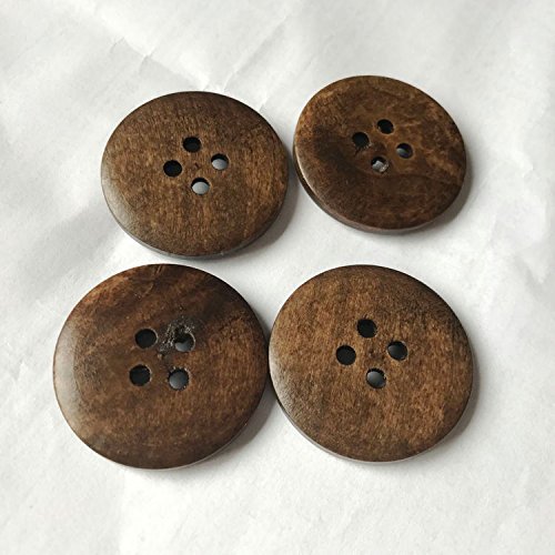 20 Large Chestnut Brown coloured 4 hole Wooden Sewing Buttons 35mm Great Value