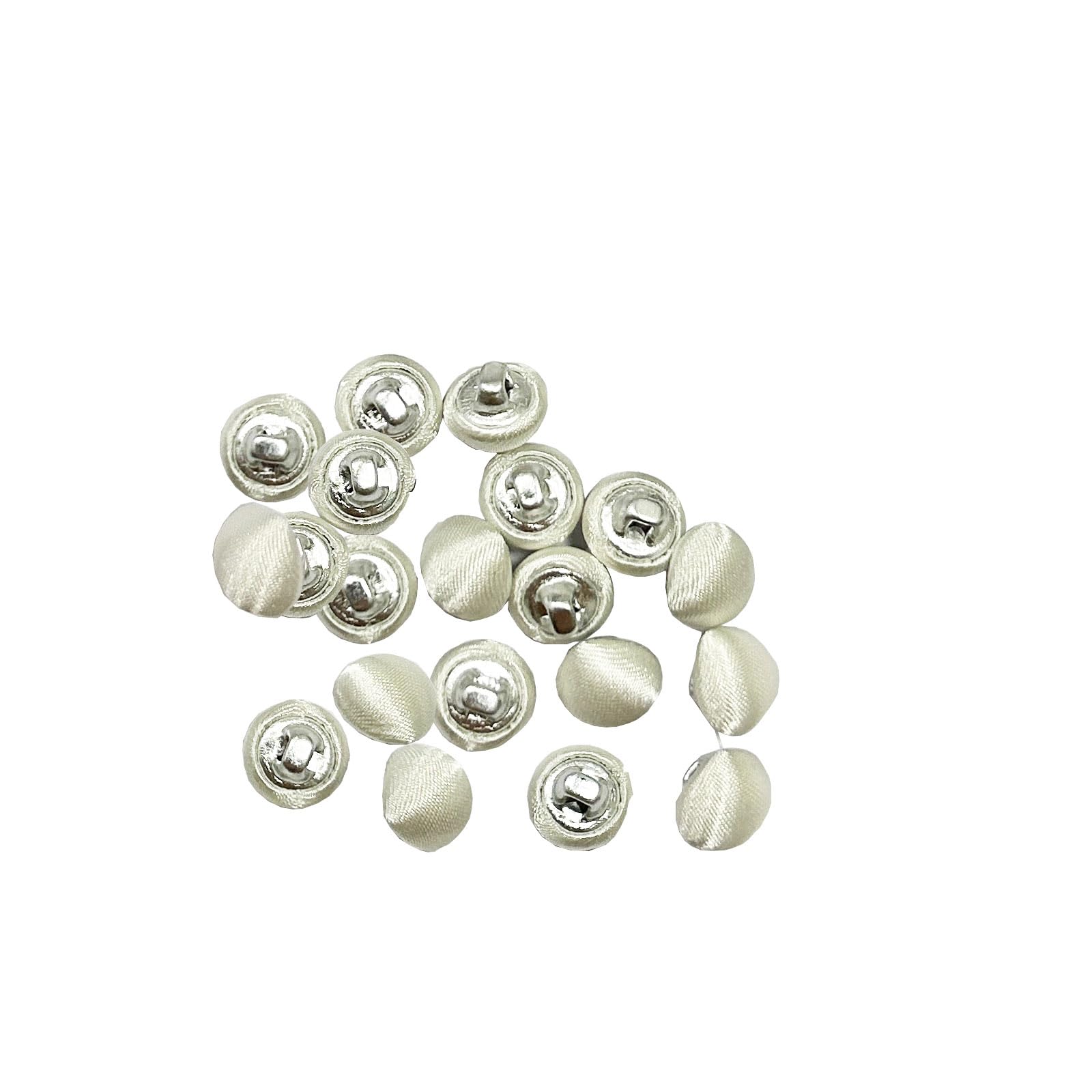 TAIKMD 10mm Vintage Suits Tuxedo Buttons Satin Covered Metal Shank Buttons for Bridal Gowns Blouses Shirts 20Pack (White)