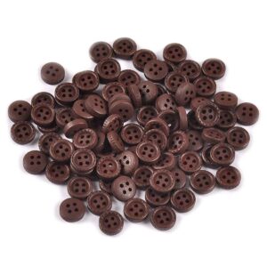 LKXHarleya 100pcs 10mm Colorful Wooden Buttons for Handmade DIY Crafts Clothing Sewing, Brown